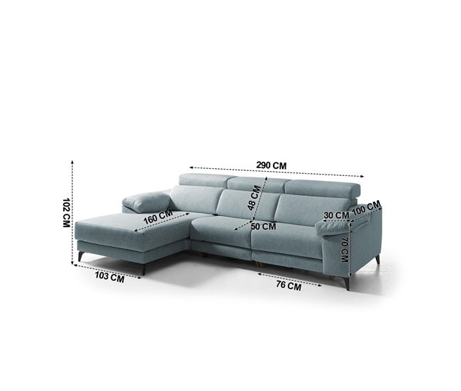 Chaise longue 4 plazas relax eléctrico AMIL izquierda azul Azul