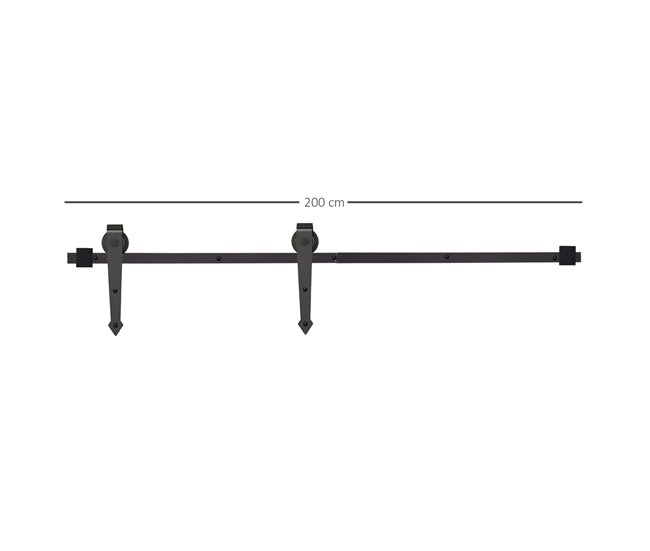 Herraje para Puerta Corredera Acero al Carbono HOMCOM 200 Negro