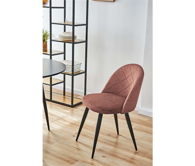 2x Silla tapizada capitoné de terciopelo SJ.077 Rosa