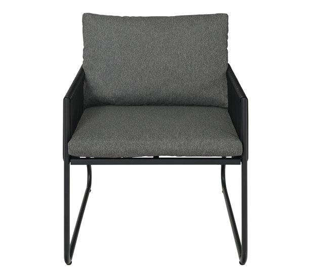 Set jardín con sofa 2 plazas 2 sillones y mesa de centro KELLY Gris Oscuro