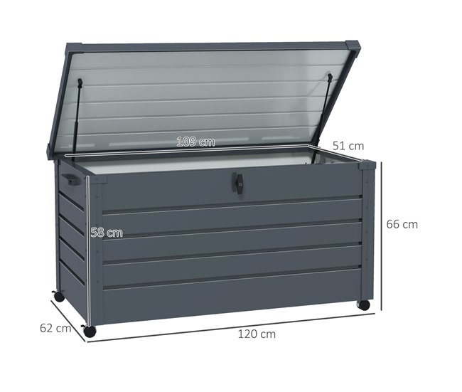 Baúl de Exterior Acero Galvanizado Outsunny Gris