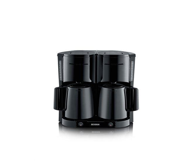 Cafetera de filtro dúo con 2 jarras termo, 2 x aprox. Severin KA 9315 - 2 x 1000 W Negro
