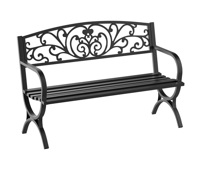 Banco de Jardín Hierro Outsunny 127x60 Negro