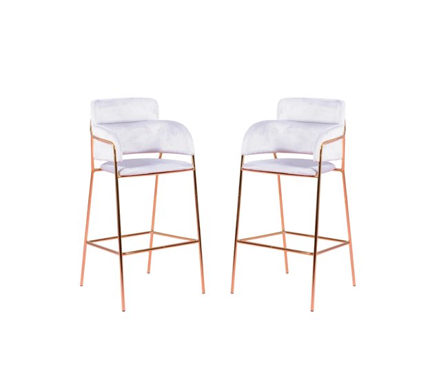 Pack de 2 taburetes de diseño tapizados en terciopelo - Cruiser Gris