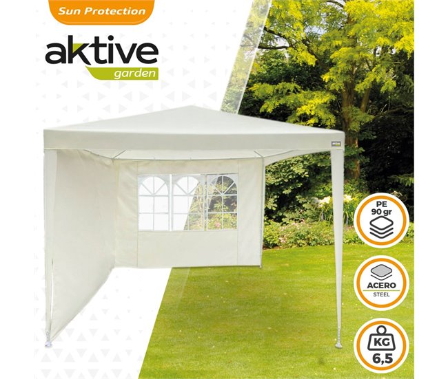 Cenador jardín c/ventana y 2 paredes 270x270 cm beige Aktive Beige