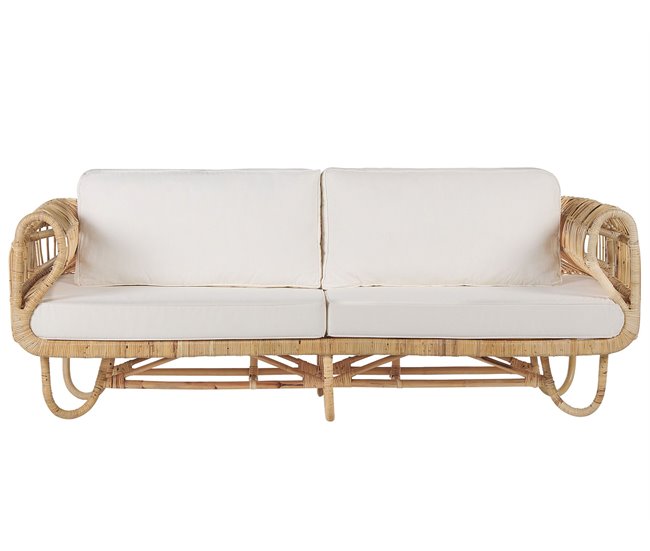 Beliani Conjunto de jardín Ratán DOLCEDO Blanco/ Beige