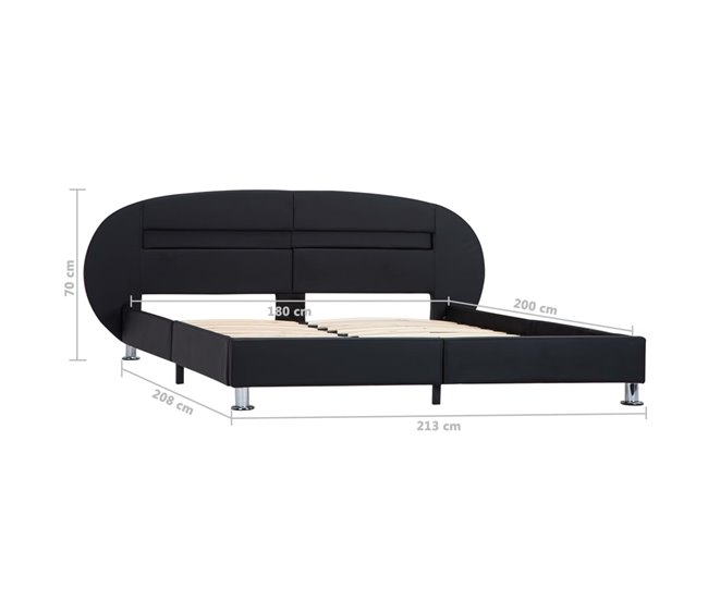 Estructura de cama con LED cuero sintético 180x200 Negro