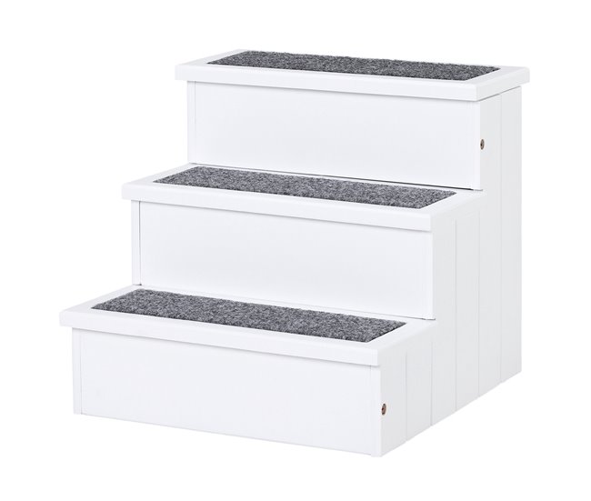 Escaleras para Mascotas Madera de Abeto PawHut Blanco