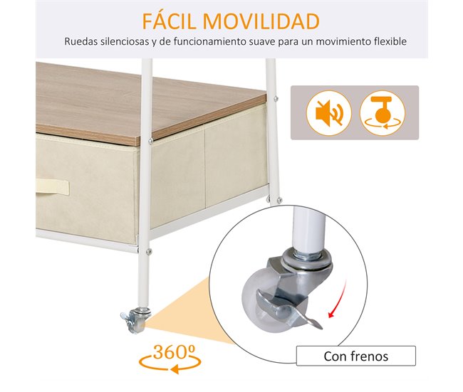 Perchero Metálico con Ruedas Acero HOMCOM Multicolor