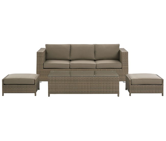 Conforama Conjunto de jardín de ratán 3 plazas marrón BELLUNO