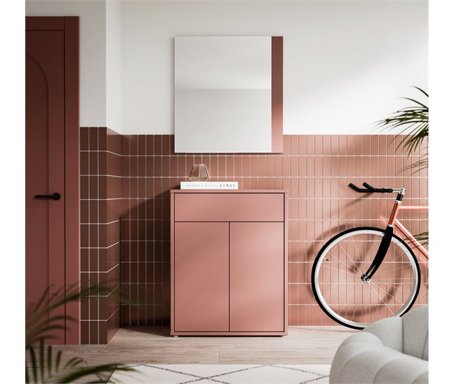 Recibidor con espejo color terracota ALICE Terracota