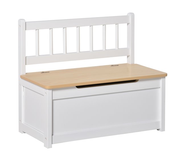 Baúl de Juguetes para Niños MDF, Madera de Pino HOMCOM Blanco