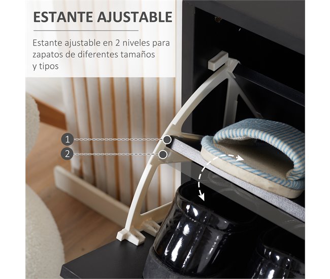 Armario para Zapatos Melamina de Madera HOMCOM Negro