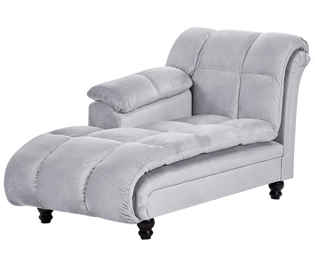 Beliani Chaise longue Terciopelo LORMONT Gris Claro
