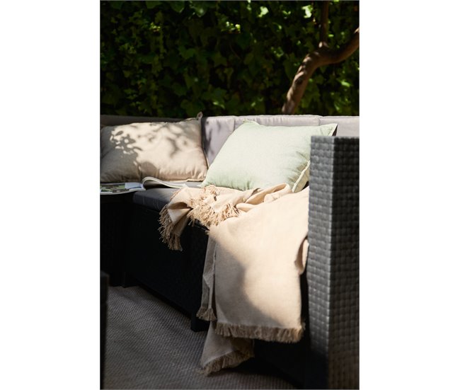 Set jardín OASIS con sofá rinconera 5 plazas y mesa de centro Grafito