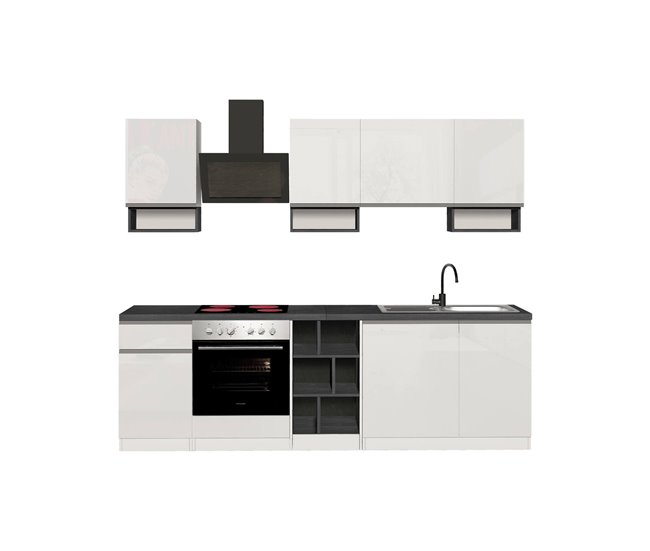 Cozinha completa com efeito madeira 255 Blanco