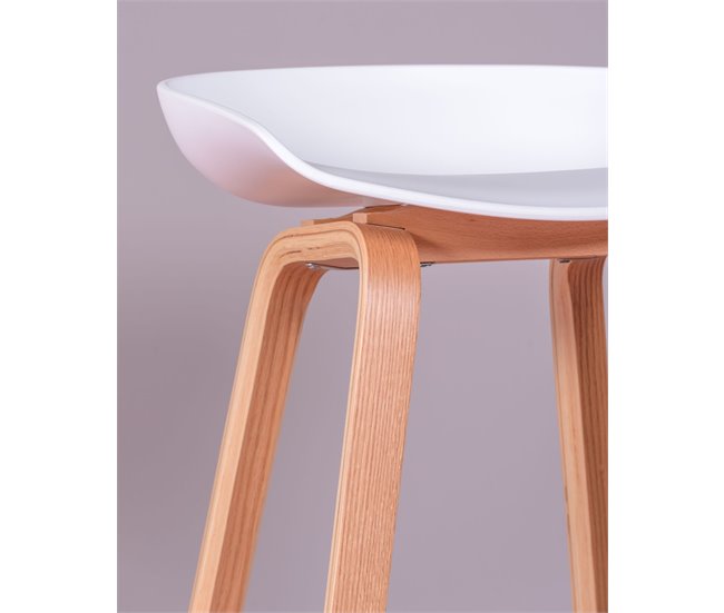 Taburete nórdico con patas de madera de haya  - Daxer Blanco