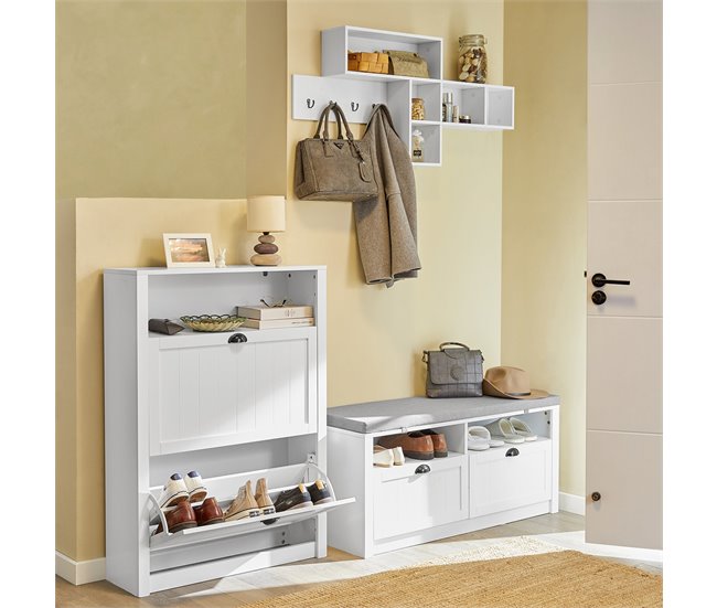 Zapatero con 2 Puertas Abatibles FSR87-W SoBuy Blanco