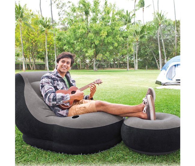 Sillón+reposapiés hinchables INTEX Gris