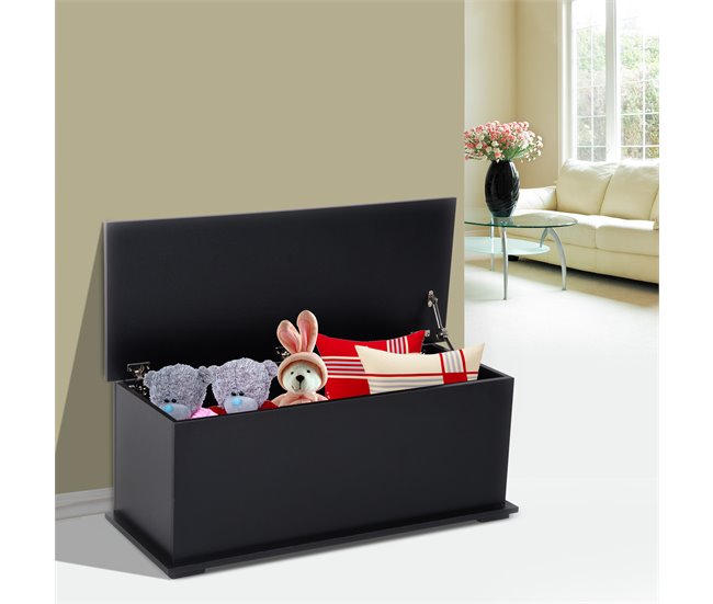 Baúl de Almacenaje Melamina de madera HOMCOM Negro