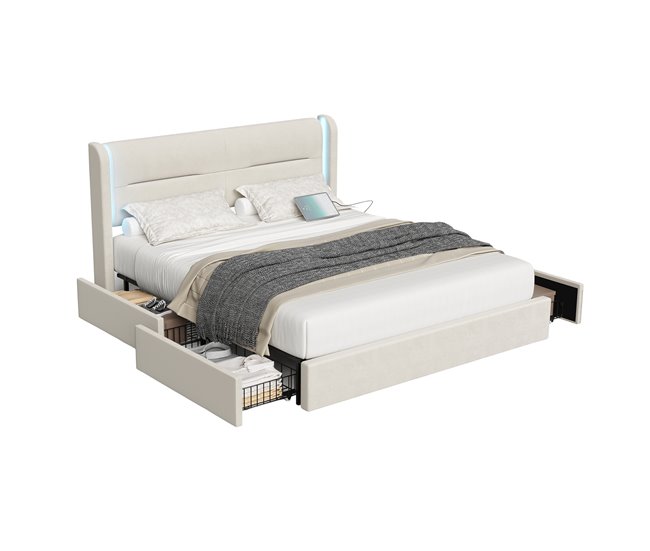 Camas de matrimonio 150x218 Beige