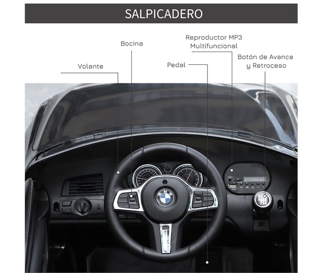 Coche Eléctrico PP, Acero HOMCOM Negro