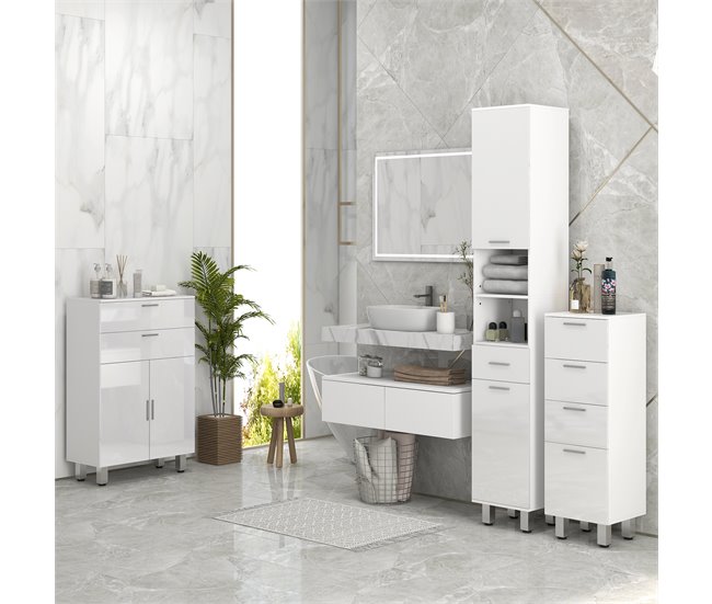 Mueble Auxiliar Baño Melamina de Madera kleankin Blanco