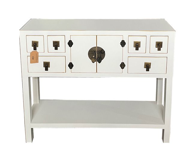 Aparador de madera de 6 cajones y 2 puertas Blanco