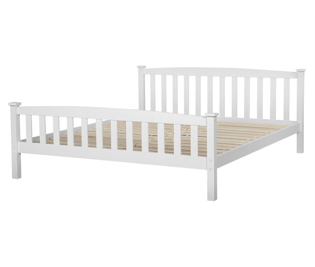 Beliani Cama con somier Madera de pino GIVERNY 169x208 Blanco
