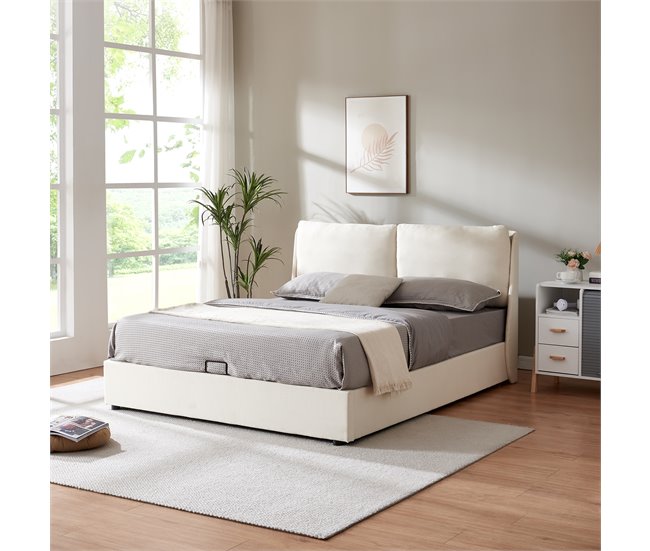 Cama matrimonio Lunner somier abatible 204x166 Beige