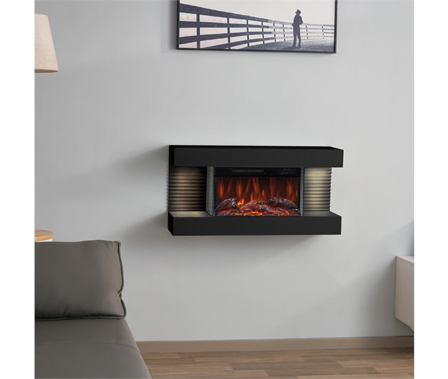 KAMINIO Eléctrica Chimenea LIZ - Chimenea Eléctrica de Pared Negro