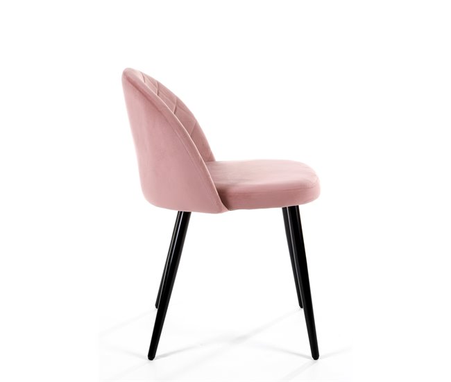 2x Silla tapizada capitoné de terciopelo SJ.077 Rosa