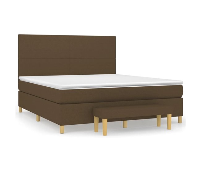Conforama Cama box spring con colchón tela marrón oscuro 180x200 cm Diseño plano