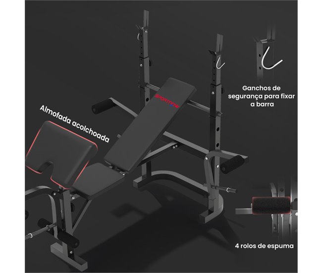 Banco de Pesas Acero, Cuero Sintético SPORTNOW Negro