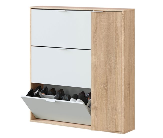 Mueble zapatero 4 Puertas Dana Roble/Blanco Roble