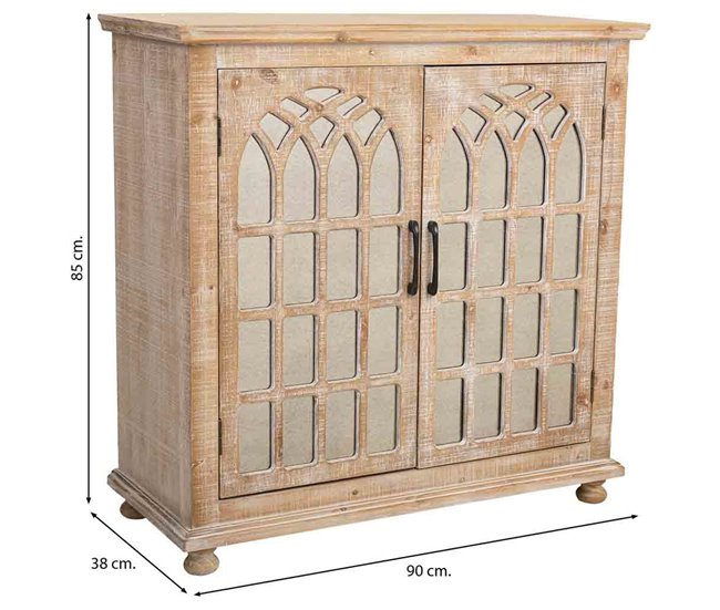 Aparador de madera y cristal de 2 puertas Marron
