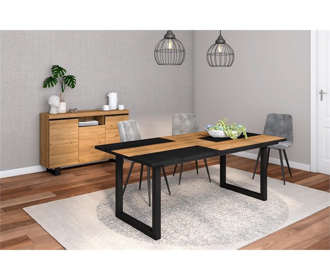 Conjunto Muebles de Salón, Mesa, Aparador Roble