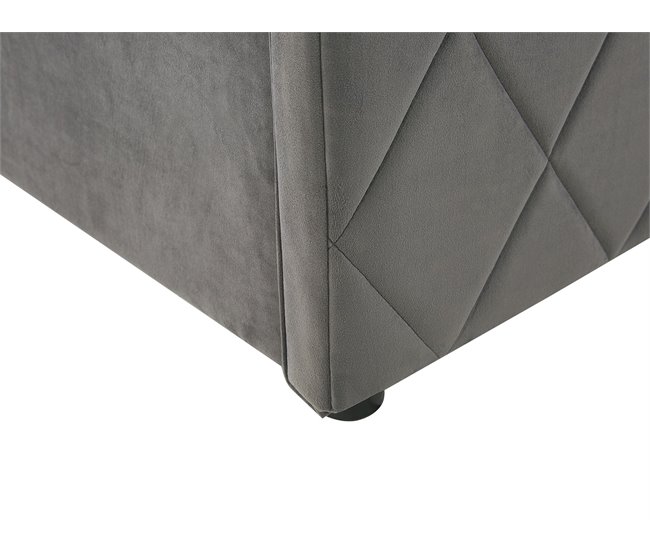 Beliani Cama con somier Terciopelo ROCHEFORT 170x214 Azul Marino