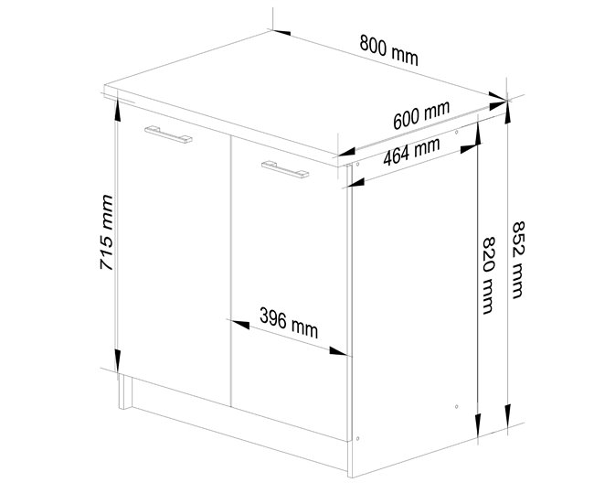 Armario de Cocina Independiente OLIWIA AKORD con 2 estantes 80 Blanco