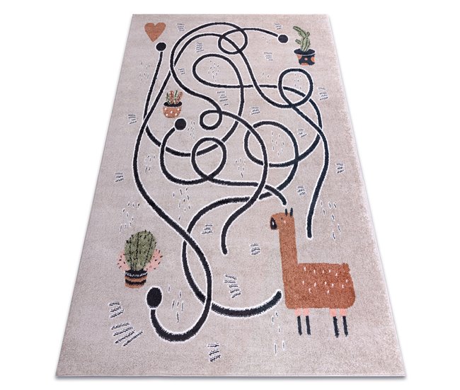 Alfombra FUN Game para niños juego de llama 240x330 Beige