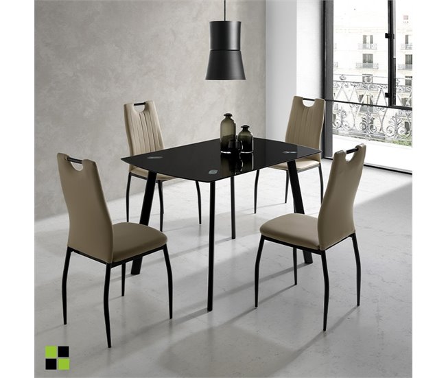 Mesa de Cocina Rectangular Fija - Modelo KARLA 80x120 Negro