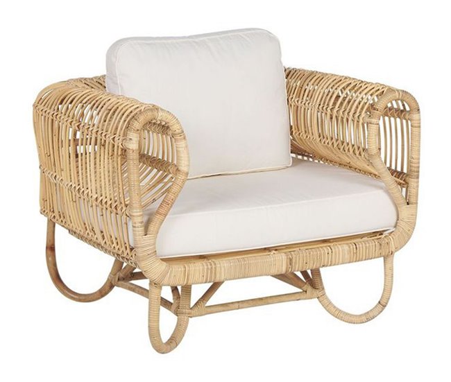 Beliani Conjunto de jardín Ratán DOLCEDO Blanco/ Beige