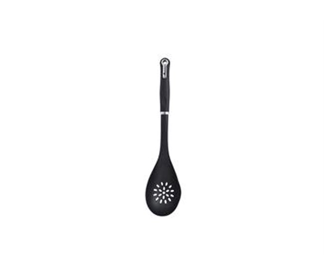 Cucharón RANURADO de acero inoxidable y nylon Negro