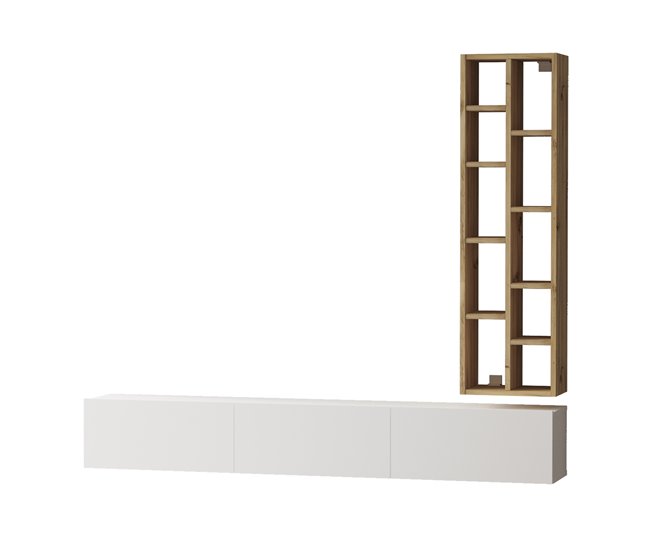 Mueble Para Tv Y Estantería Luvio Blanco