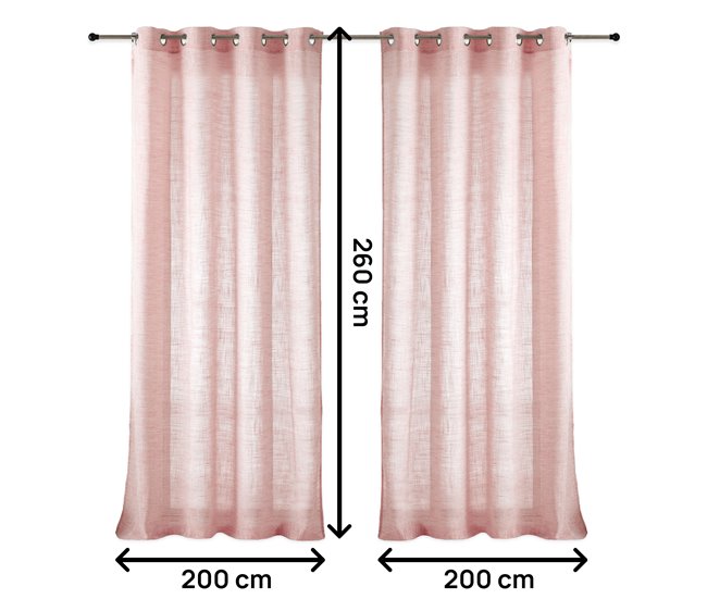 Vipalia Pack 2 Unidades Cortinas confeccionadas visillo semitransparentes anillas metal 