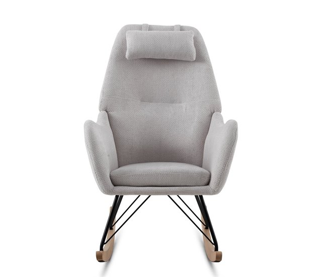 Balancín tapizado en chenilla y patas metálicas Blanco