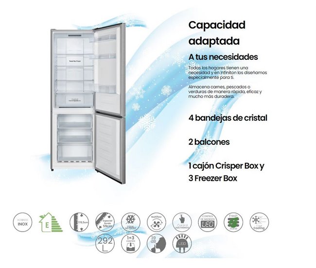 Frigorifico Combi Infiniton FGC-292C79XEY, 292 L Inox