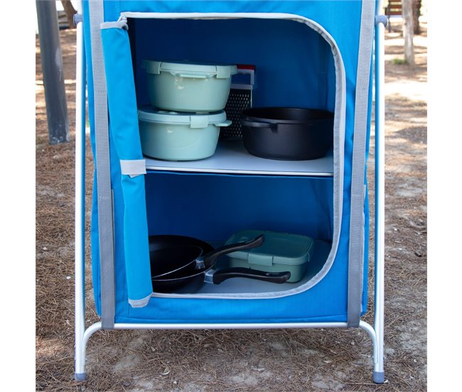 Aktive Armario de tela plegable camping c/4 niveles Azul