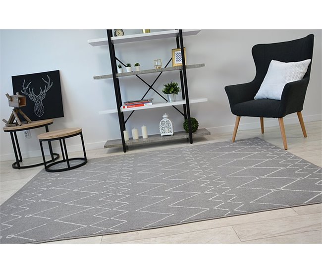 Alfombra SENSE MICRO 81249 Zigzag Etno 80x150 Gris Oscuro