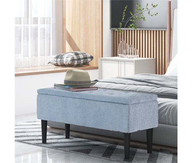 Baúl de Almacenaje Poliéster, Espuma, Madera Goma HOMCOM 38x95 Gris